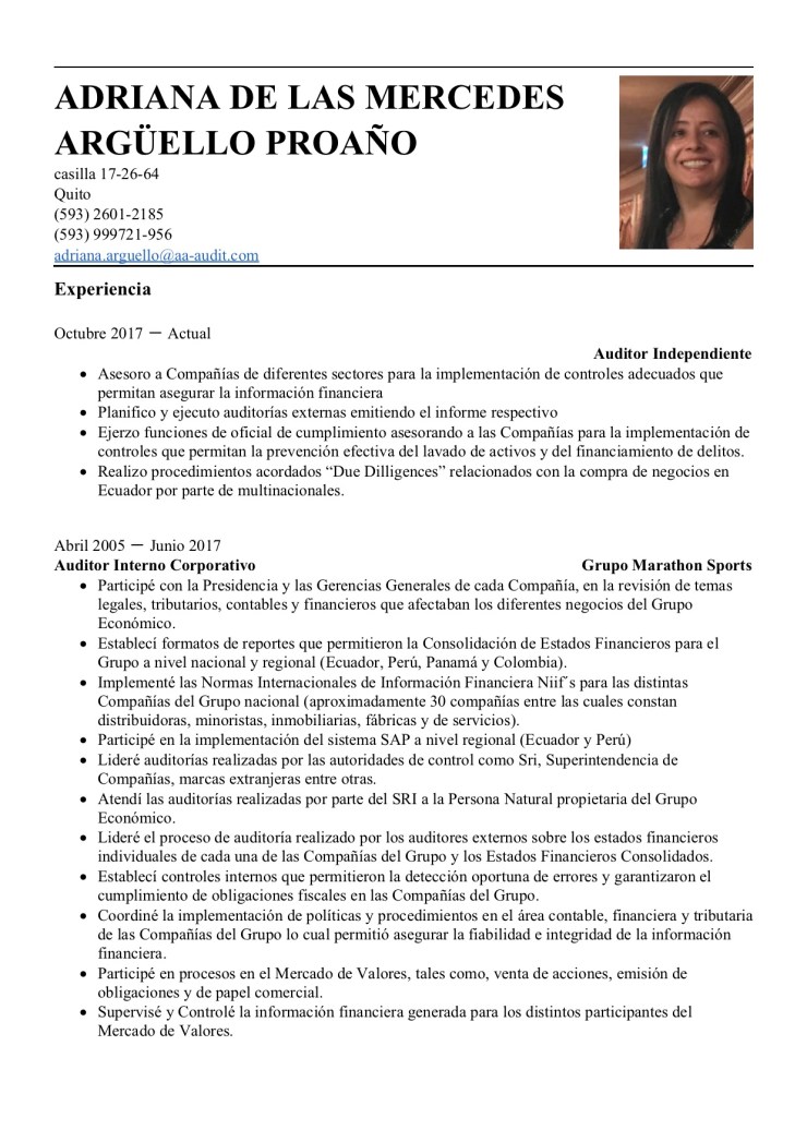 CV Adriana Arguello 2019